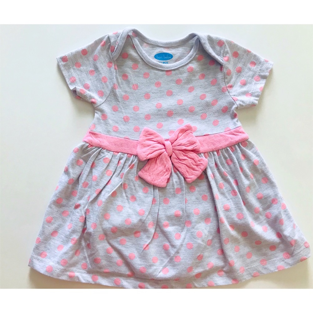 Bon Bebe’s Gray and Pink polkadot Romper